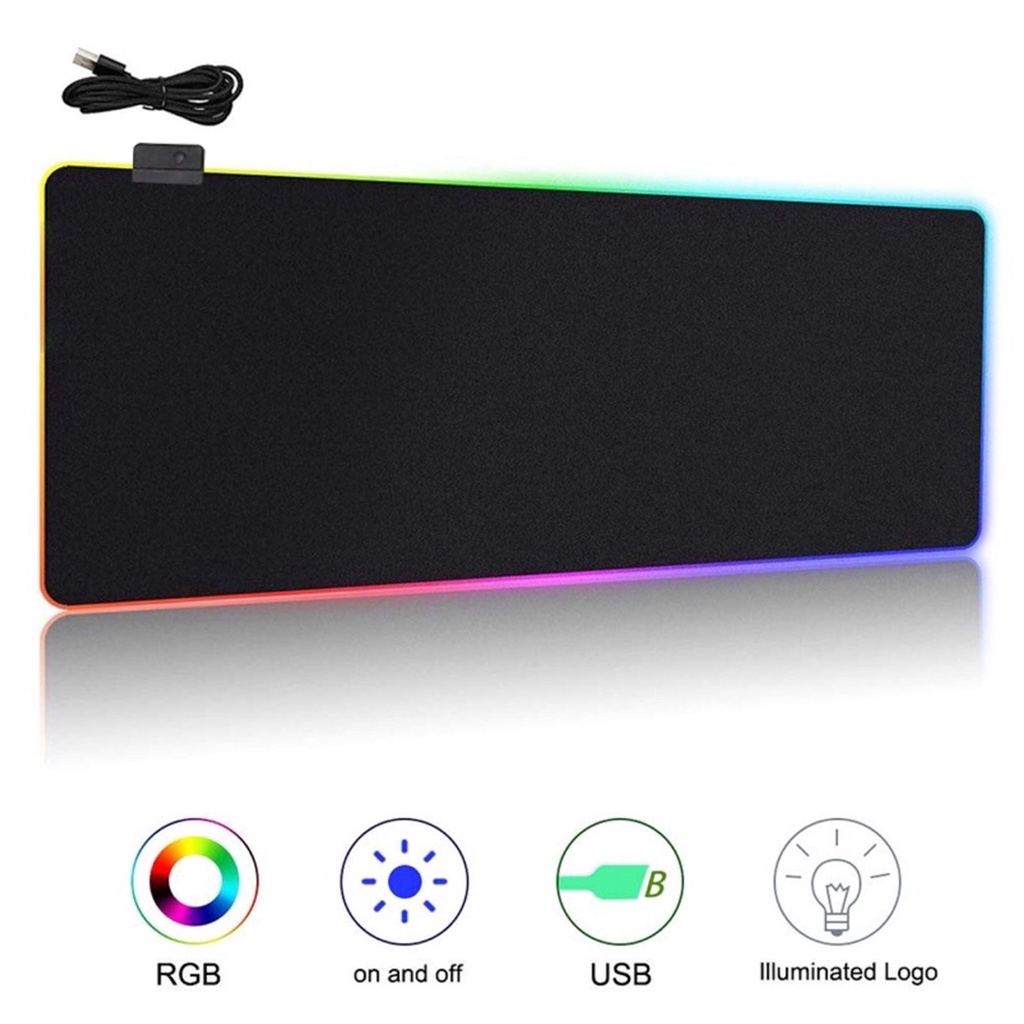 Miếng lót chuột gaming LED RGB cỡ lớn (80 x 30 cm), Pad chuột chơi game LED RGB nhiều màu dày 4mm siêu bền