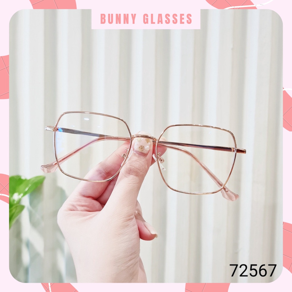 Gọng Kính Cận Kim Loại Mảnh Mắt Vuông Nam Nữ 72567 Gọng Kính Mắt Bunny