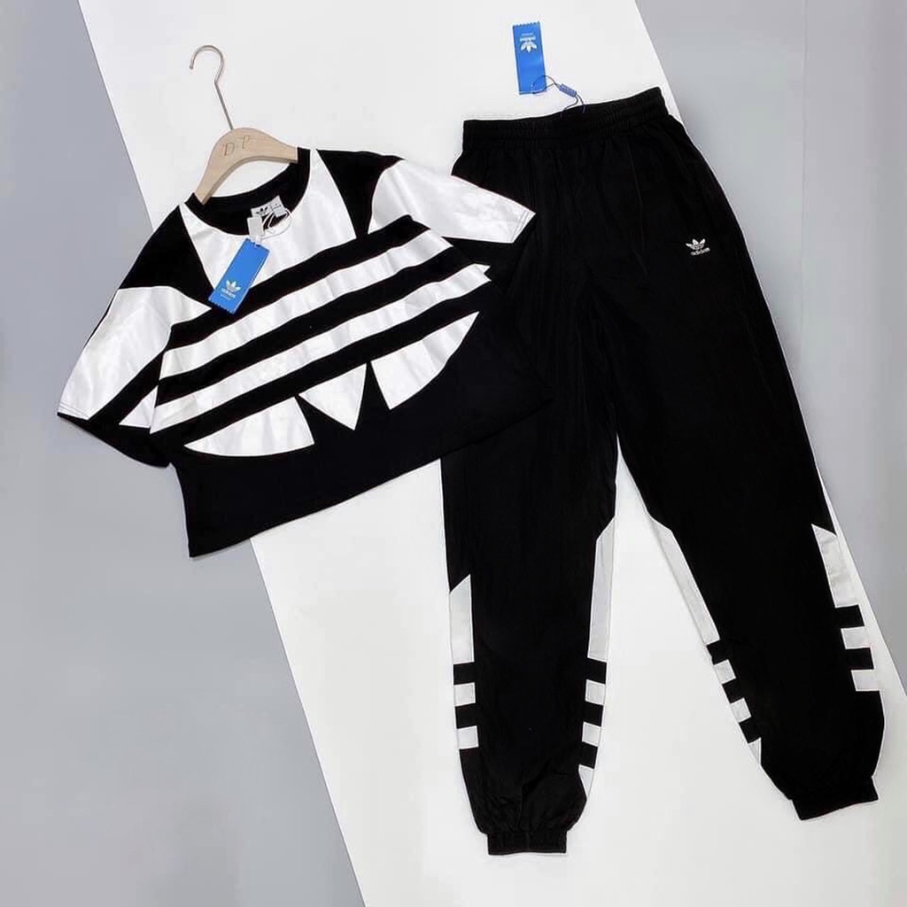 Set thể thao bé gái cá tính áo croptop rộng cánh dơi quần jogger rộng thun cotton cao cấp mềm mịn mát cho bé 20kg-46kg