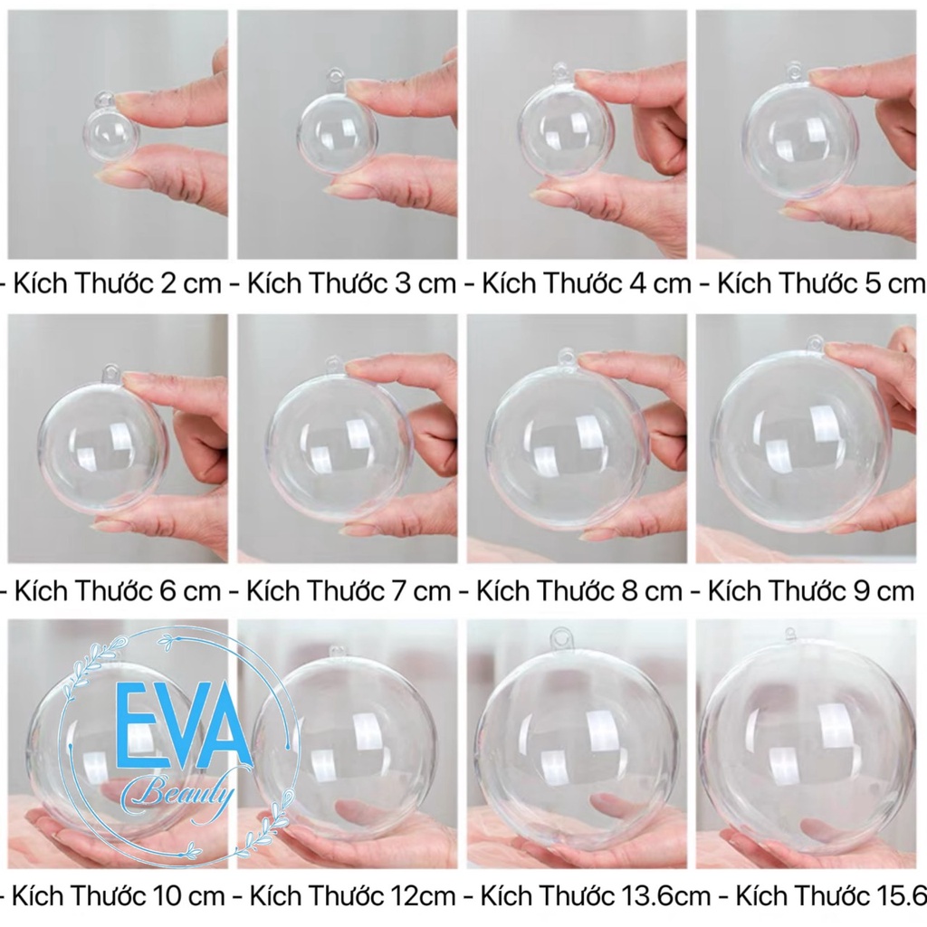 Set 5 Quả Bóng tròn Nhựa Trang Trí Trong Suốt Đường Kính 10 Cm