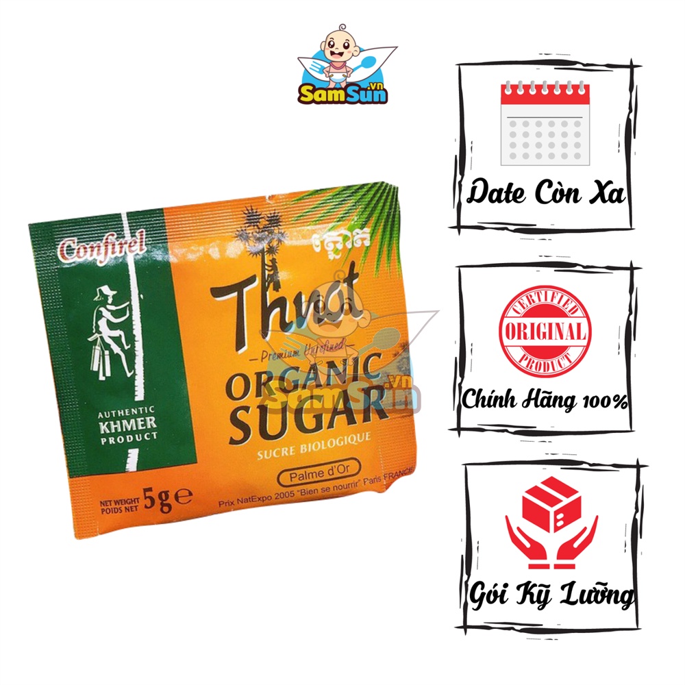 Đường thốt nốt hữu cơ gói nhỏ 5gr , date 2023