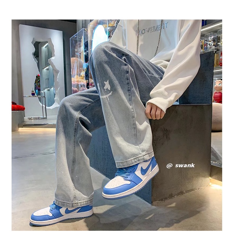 Quần jean dài ống rộng màu sắc gradient phong cách hip hop năng động thời trang dành cho nam