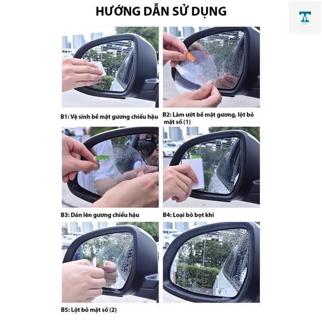 BỘ 2 MIẾNG DÁN CHỐNG BÁM NƯỚC GƯƠNG Ô TÔ _KT miếng dài : 145*100mm _ KT miếng tròn 100mm