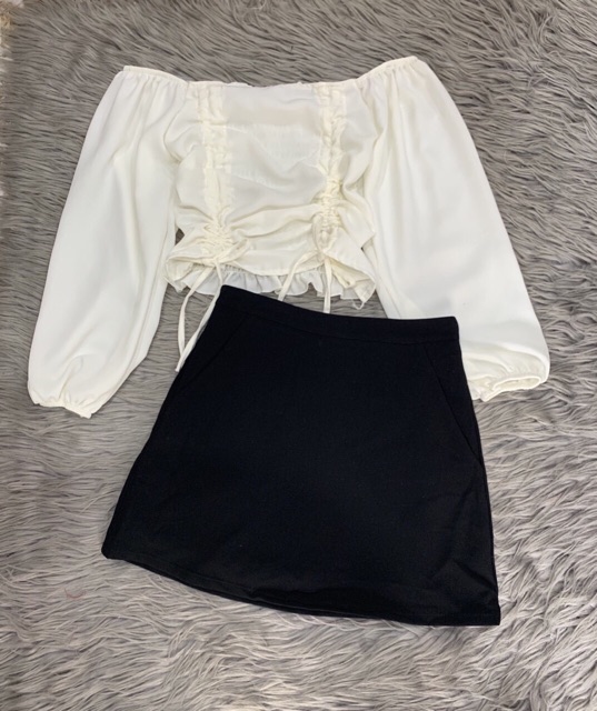 Áo nhún lưng dây rút 2 bên tay dài | BigBuy360 - bigbuy360.vn