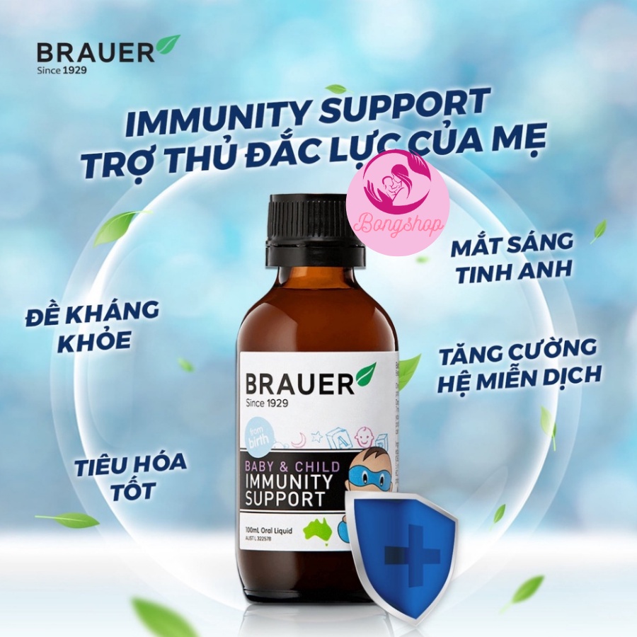 [Cam kết Chính hãng] Siro Brauer Baby &amp; Child Immunity, Úc (100ml) tăng đề kháng cho trẻ từ sơ sinh/6 tháng-12 tuổi