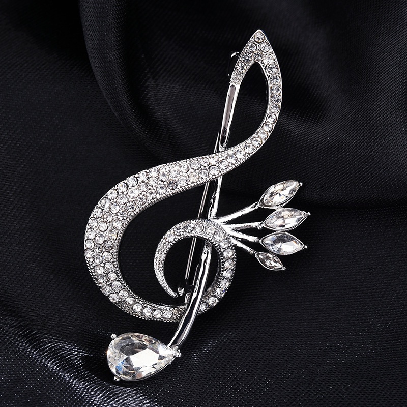 Trâm Cài Áo Hình Nốt Nhạc Đính Đá Thời Trang Cho Nữ