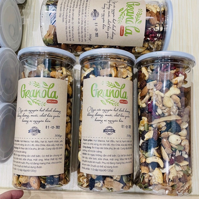 Granola ăn kiêng siêu hạt Minh An Farm, Ngũ cốc dinh dưỡng hỗ trợ giảm cân,Hạt dinh dưỡng mix 9 loại hạt ít yến mạch