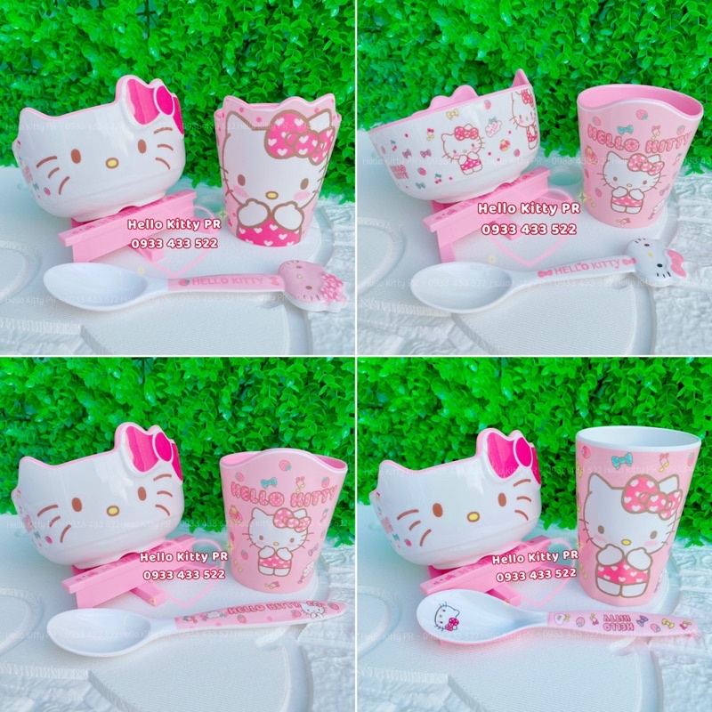 Combo chén ly muỗng Hello Kitty