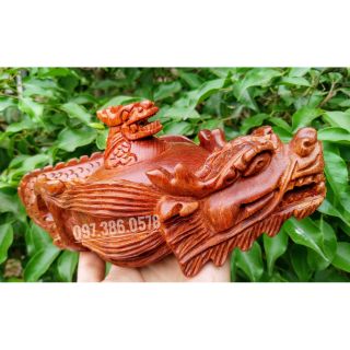 BỘ ẤM CHÉN ĐẦU RỒNG GỖ HƯƠNG ĐỤC TAY NGUYÊN KHỐI
