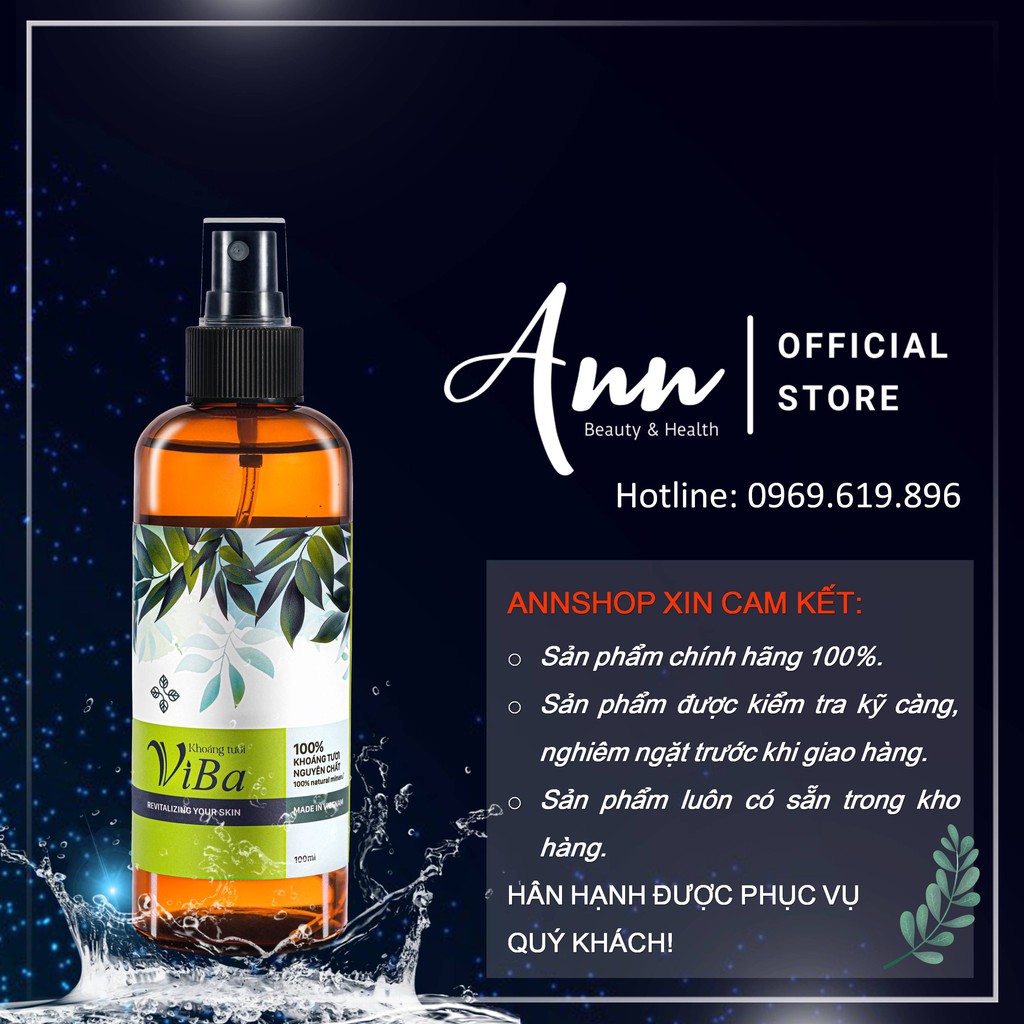 Xịt khoáng tươi ViBa 250ml cấp ẩm, dưỡng da, làm dịu, cân bằng da – Đại lý chính hãng Annshop