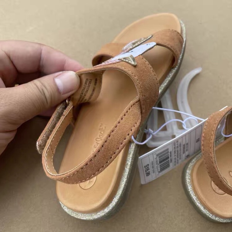 Sandal bé gái C&amp;J  Dép quai hậu bé gái quai da đế cao su 2 lớp 0721