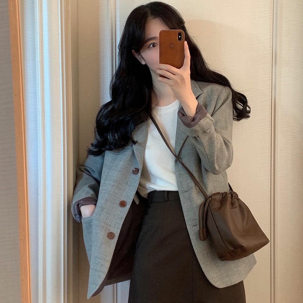 Áo khoác blazer tay dài thời trang cá tính dễ phối đồ dành cho nữ 46318