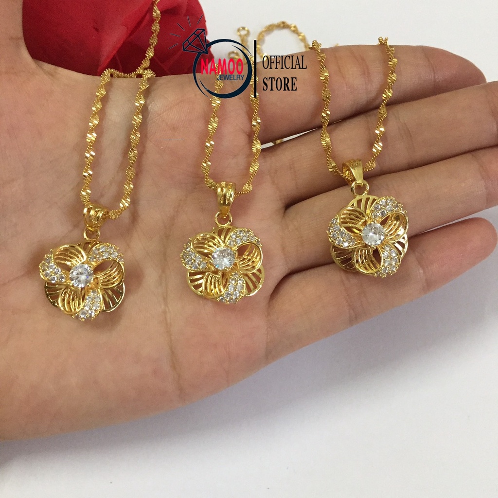 Dây Chuyền Hoa Mai 2 lớp V241, Mặt Dây CHuyền Vàng Mạ Cao Cấp Namoo Jewelry