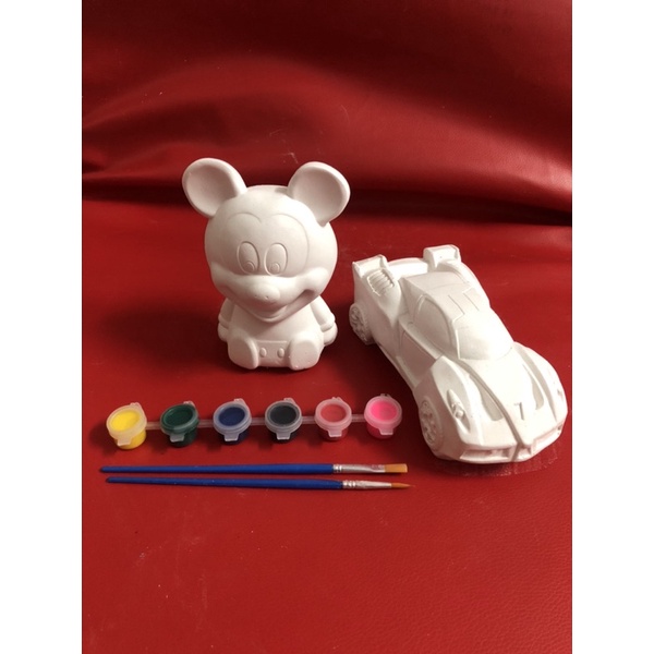 Tượng tô màu sét 2 con kèm màu +2 cọ( 19cm)