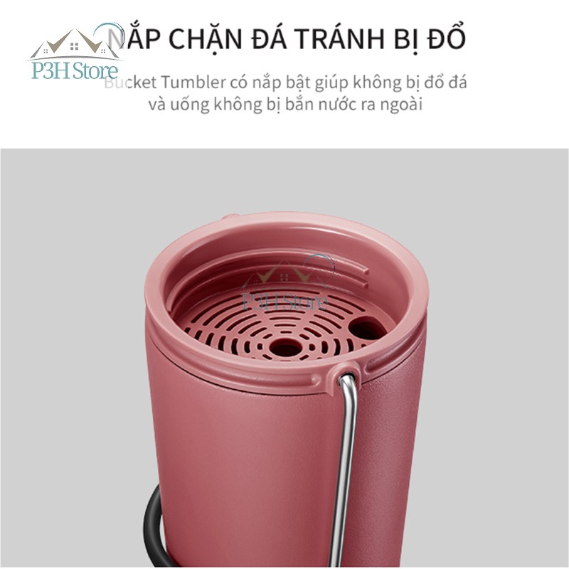 Ly giữ nhiệt Lock&Lock Bucket Tumbler có ống hút hoặc nắp bật , dung tích 540ml LHC4268 LHC4269