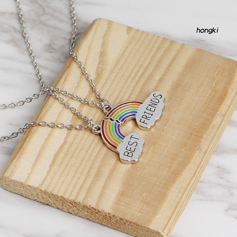 Set 2 Vòng Cổ Tình Bạn Mặt Cầu Vồng Nhiều Màu Sắc Thời Trang Cho Nữ