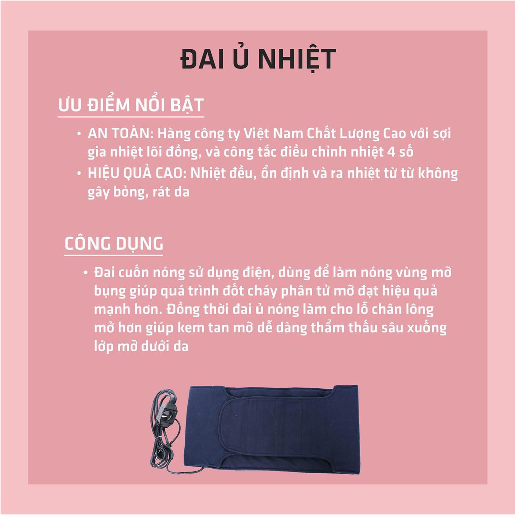 Đai quấn nóng ủ nóng điện Heating Pad giảm eo, giảm mỡ bụng mỡ đùi, có số chỉnh nhiệt. Hàng cty bảo hành 3 tháng