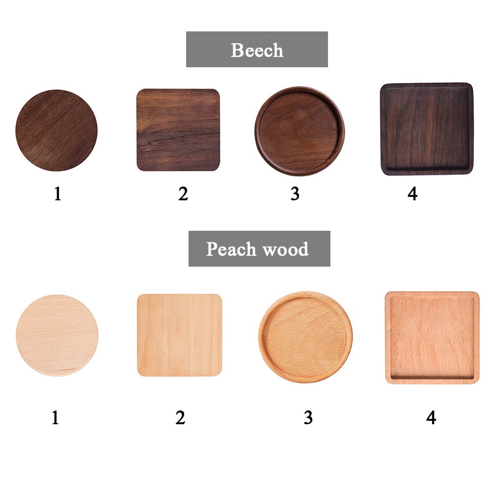 Miếng lót ly bằng gỗ óc chó cách nhiệt tiện dụng cho tô/ly cà phê hình tròn/vuông trang trí nhà cửa đẹp mắt