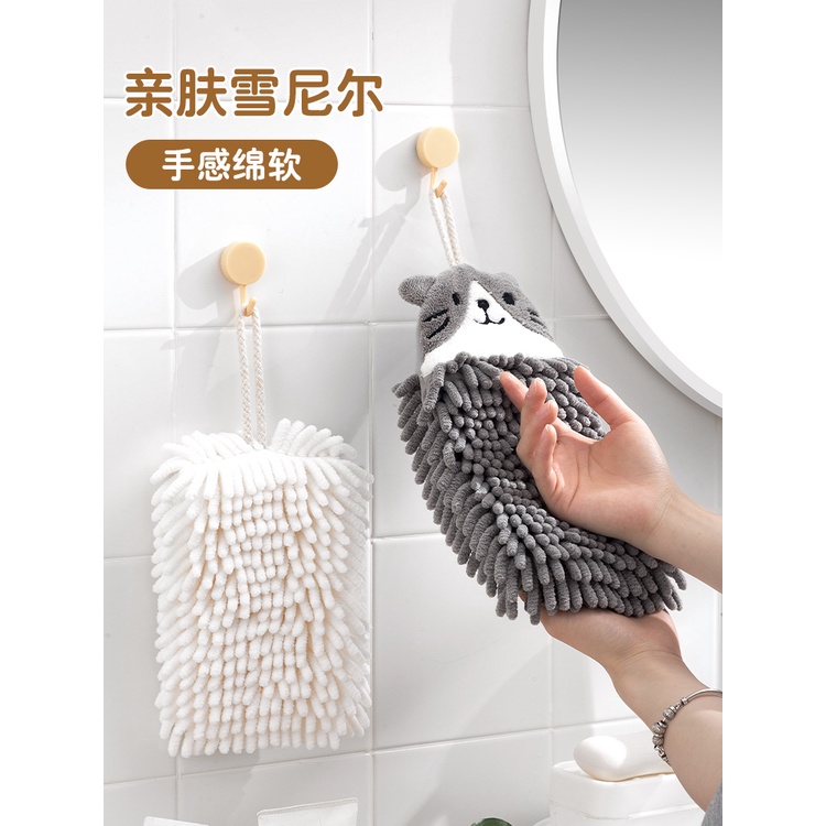 Khăn lau tay dày dặn thấm hút tốt họa tiết hoạt hình kiểu Nhật Bản dễ thương cho nhà bếp/phòng tắm