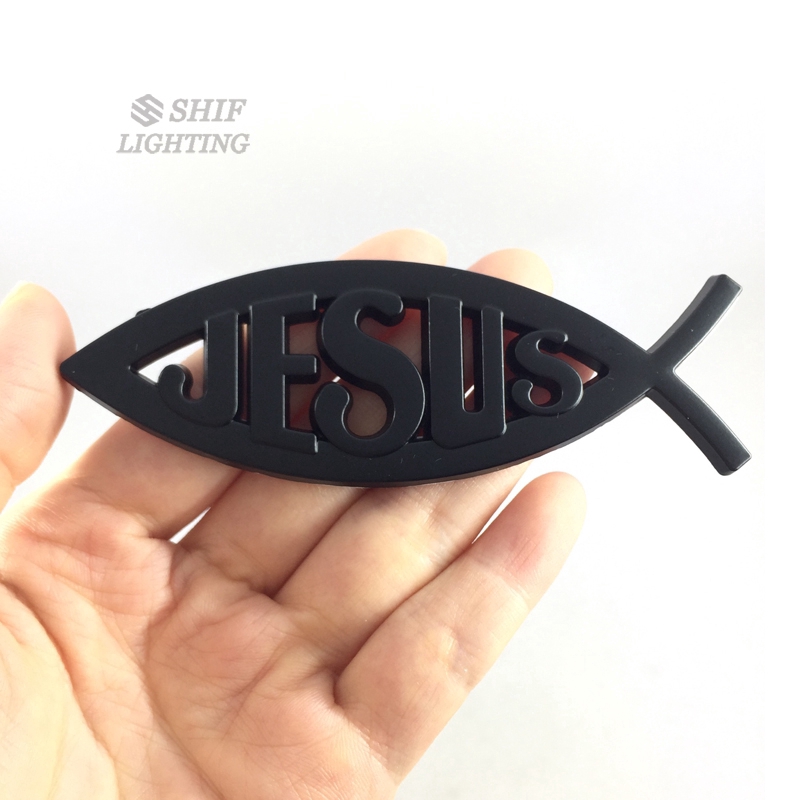 Logo kim loại hình cá gắn sau xe ô tô trang trí tiện dụng nhiều màu lựa chọn