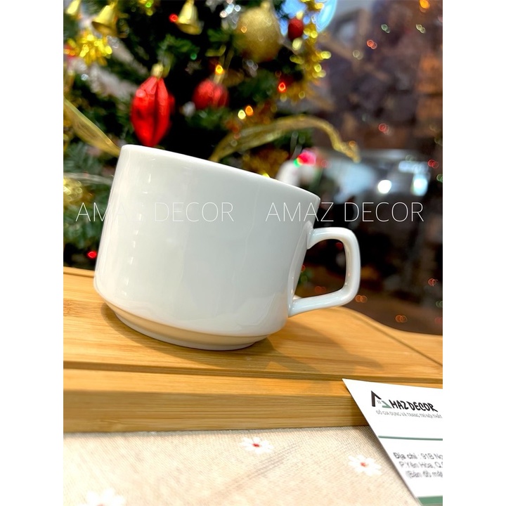 Bộ ly tách cà phê capuchino mĩ trắng trơn 250m VC1201 gốm sứ Bát Tràng cao cấp bền đẹp