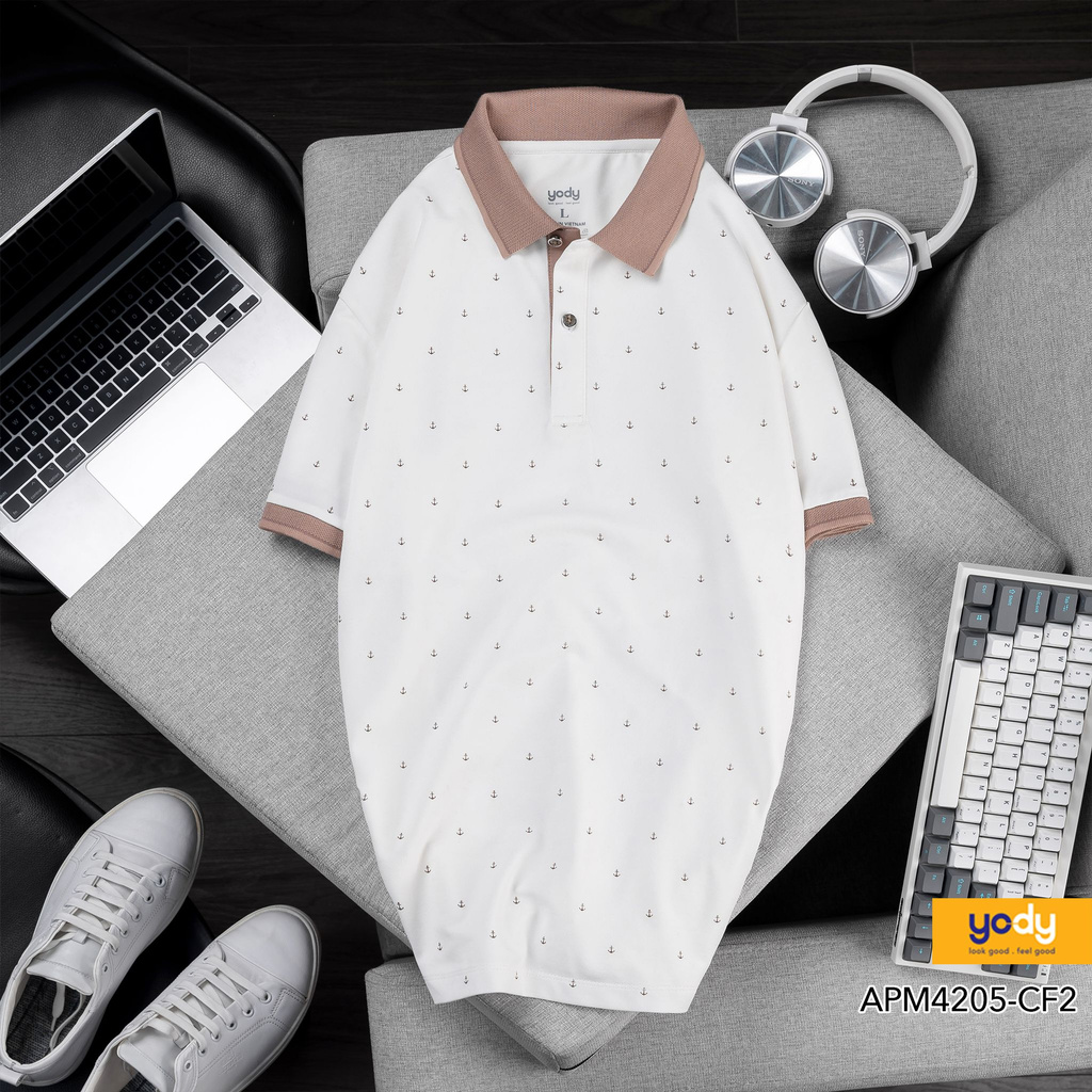 Áo thun polo nam hoạ tiết mỏ neo YODY trẻ trung năng động - APM4205 | BigBuy360 - bigbuy360.vn