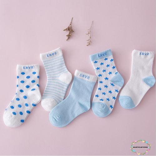 Bộ 5 đôi tất cotton in họa tiết hoạt hình nhiều màu tùy chọn cho bé 0-6 tuổi