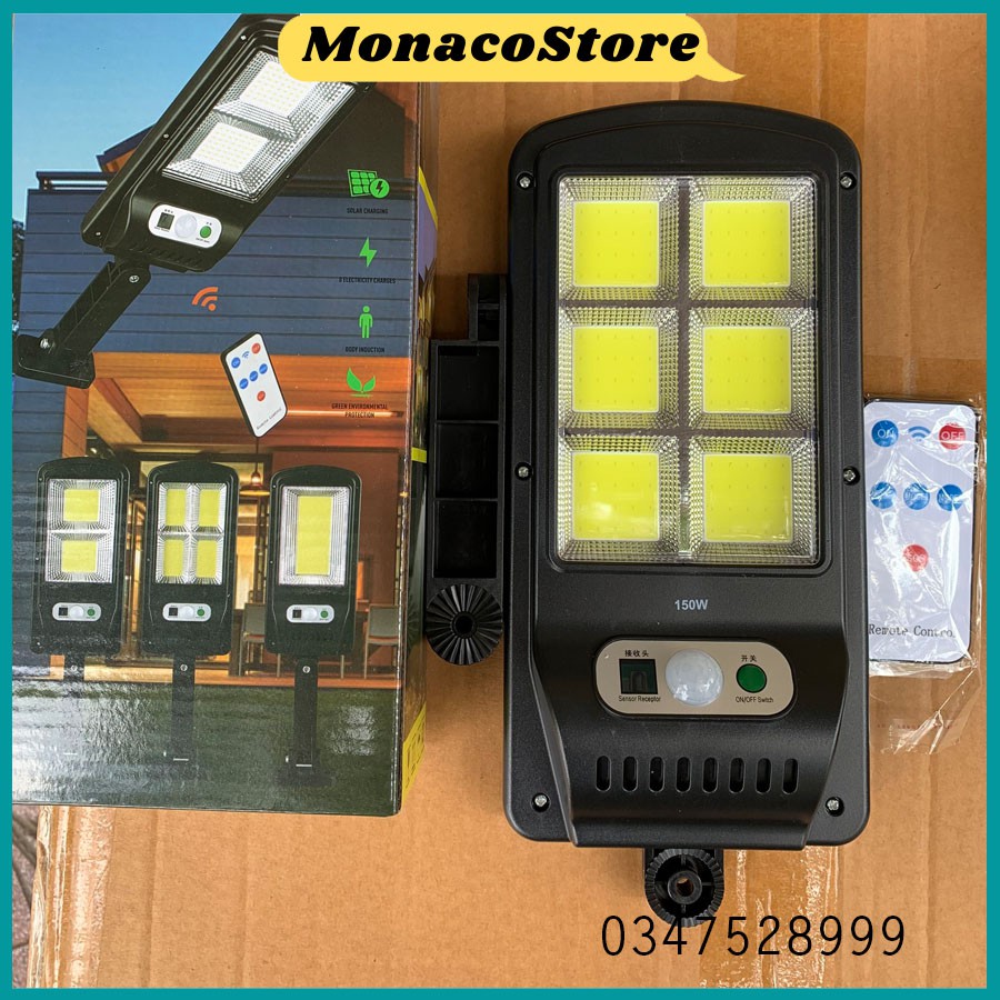 [120 Led] Đèn led cảm biến chuyển động năng lượng mặt trời 150W dài