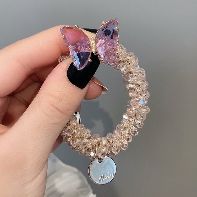 Dây buộc tóc Haimeikang phối pha lê đính nơ đơn giản thời trang cho nữ