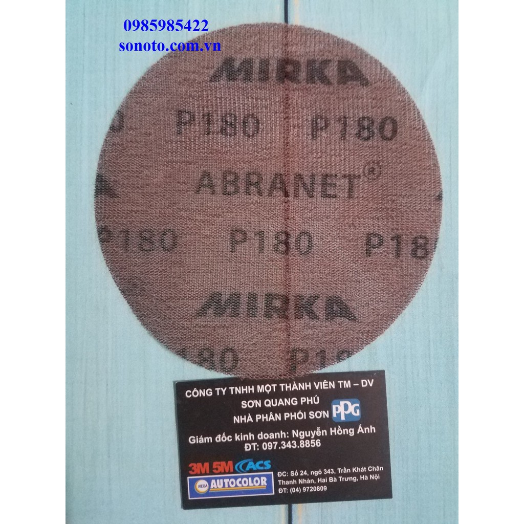 5424105018 Nhám lưới tròn 6inch Mirka Abranet 150mm P180 Giáp lưới chà khô Sơn oto xe máy