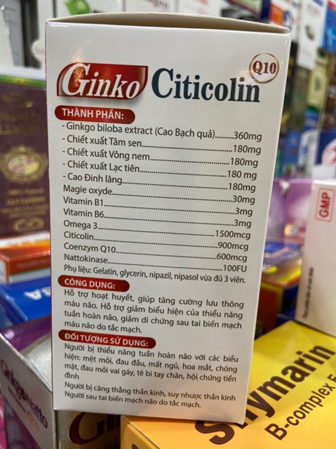 Viên bổ não Ginko Citicolin Q10 hỗ trợ mất ngủ giảm trí nhớ | BigBuy360 - bigbuy360.vn