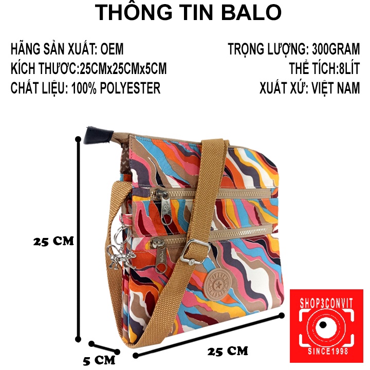 Túi đeo chéo thời trang 3 ngăn chú khỉ Kipling