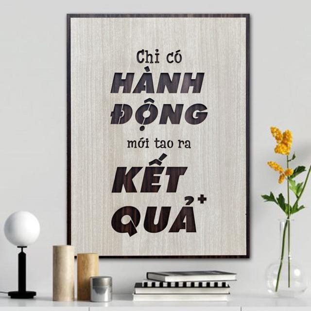 [Độc Lạ] Tranh treo tường bằng Gỗ handmade khắc laser chữ slogan tạo động lực TBIG033