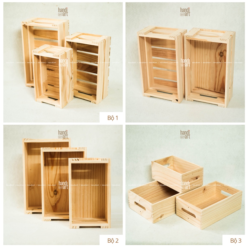 Bộ 3 khay gỗ pallet đa năng - Két gỗ pallet