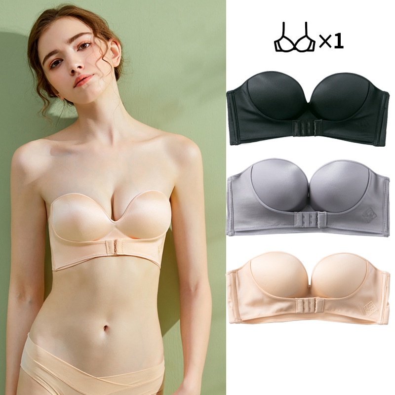 Áo Ngực Su Quây Chống Tuột Nâng Ngực Cúp Ngang Không Gọng Cao Cấp Cài Trước Quyến Rũ - Subo Shop