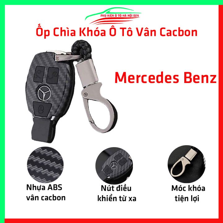 Ốp khóa cacbon Mercedes-BENZ kèm móc khóa