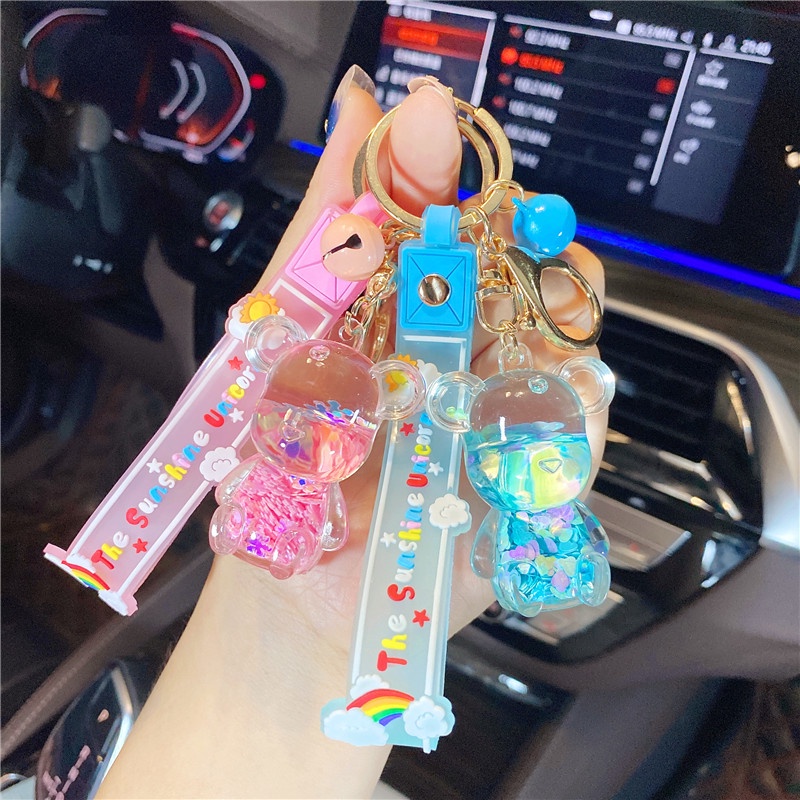 Móc Khóa Hình Bình Dầu Gấu Sáng Tạo Dễ Thương