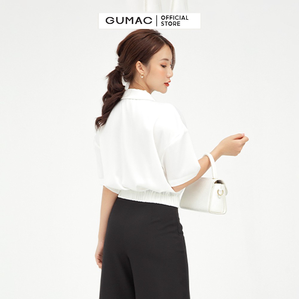 [Mã WABRGUM giảm 10% tối đa 30K đơn 99K] Áo kiểu nữ cổ danton phối túi GUMAC lai bo chun AB506