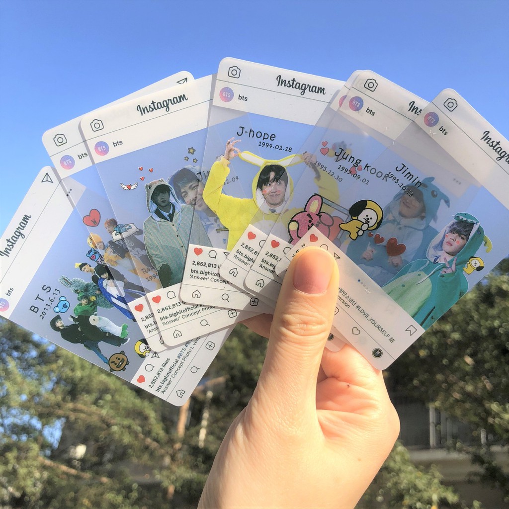Set 7 thẻ trong suốt in hình BTS bt21