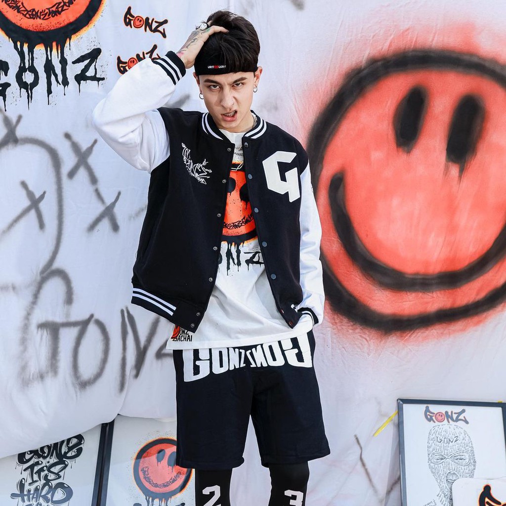 Áo Khoác Dù Bóng Chày Bomber Jacket GONZ Style Hàn Quốc Unisex Nam Nữ Couple Ulzzang KUN