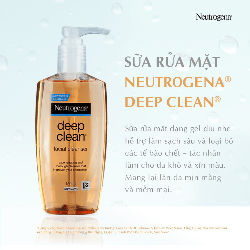 [ Chính hãng ] Sữa rửa mặt Neutrogena làm sạch sâu Deep Clean facial cleanser (150ml)