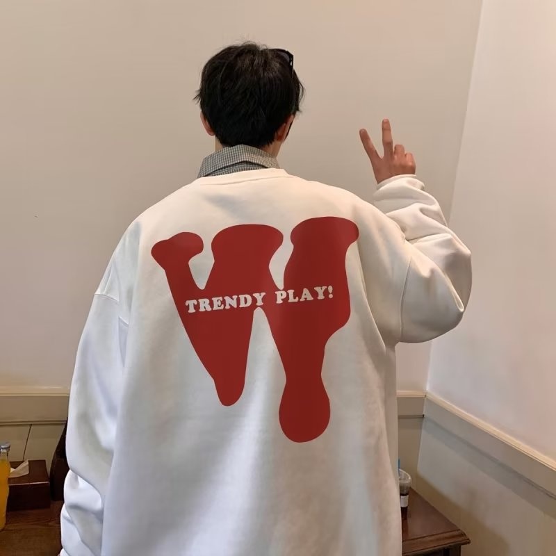 Áo Sweater Cổ Tròn Dáng Rộng In Họa Tiết Đơn Giản Thời Trang Xu Hướng Đường Phố Có Size Lớn M-8XL