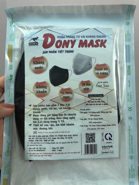 Combo 10 khẩu trang vải 3 lớp DONY