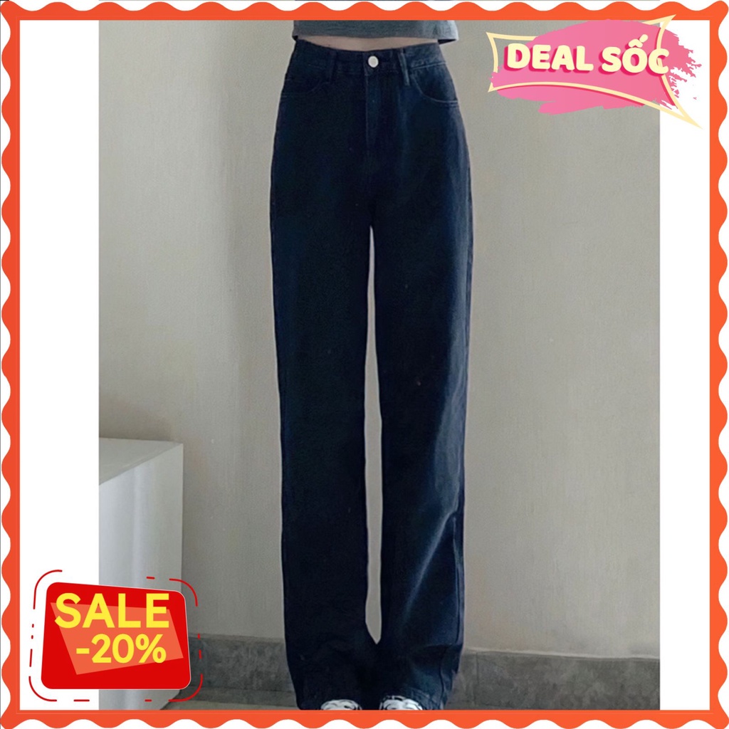 Quần jean nữ ống rộng chất đẹp QD5 Quandepxs, Quần jeans nữ màu đen basic ống suông rộng phong cách ulzzang | BigBuy360 - bigbuy360.vn