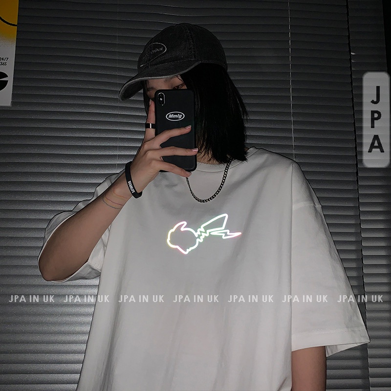 Áo thun tay lỡ nam nữ phản quang Picachu Unisex JPA in UK basic tee mùa hè phông trơn nam nữ oversize form rộng | BigBuy360 - bigbuy360.vn
