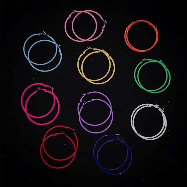 KHUYÊN TAI TRÒN NEON 7cm NHIỀU MÀU SẮC