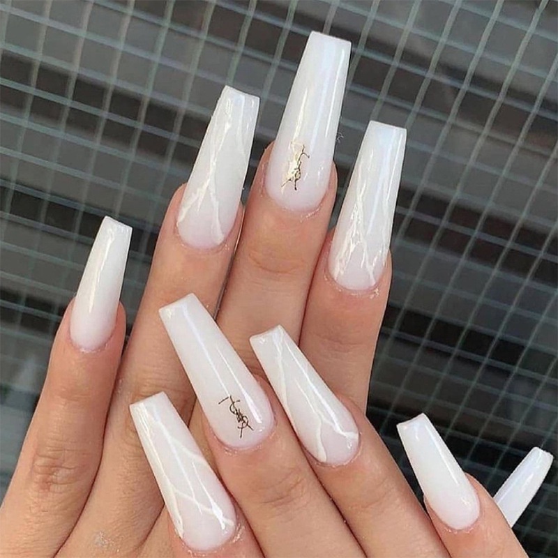3520 YUKEHUI bộ móng tay giả set móng giả trong suốt móng tay giả đính nơ móng tay giả dài vuông móng tay giả dài đính đá  móng tay giả trắng