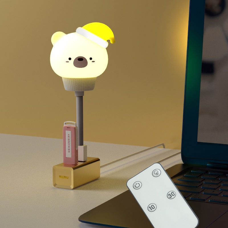 (Bán Buôn Sỉ) Đèn ngủ trang trí Thú Cưng USB có điều khiển Vịt con - Mèo Con - Gấu Trắng - Thỏ Hồng #denngu