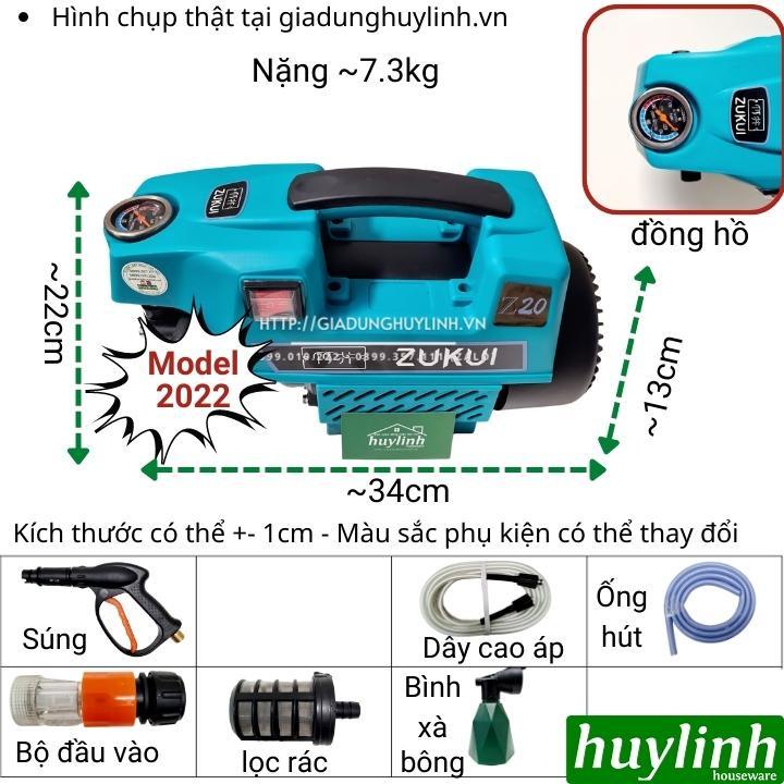 Máy xịt rửa xe Zukui Z20 - 2400W - Tặng bình phun xà bông - Model 2022