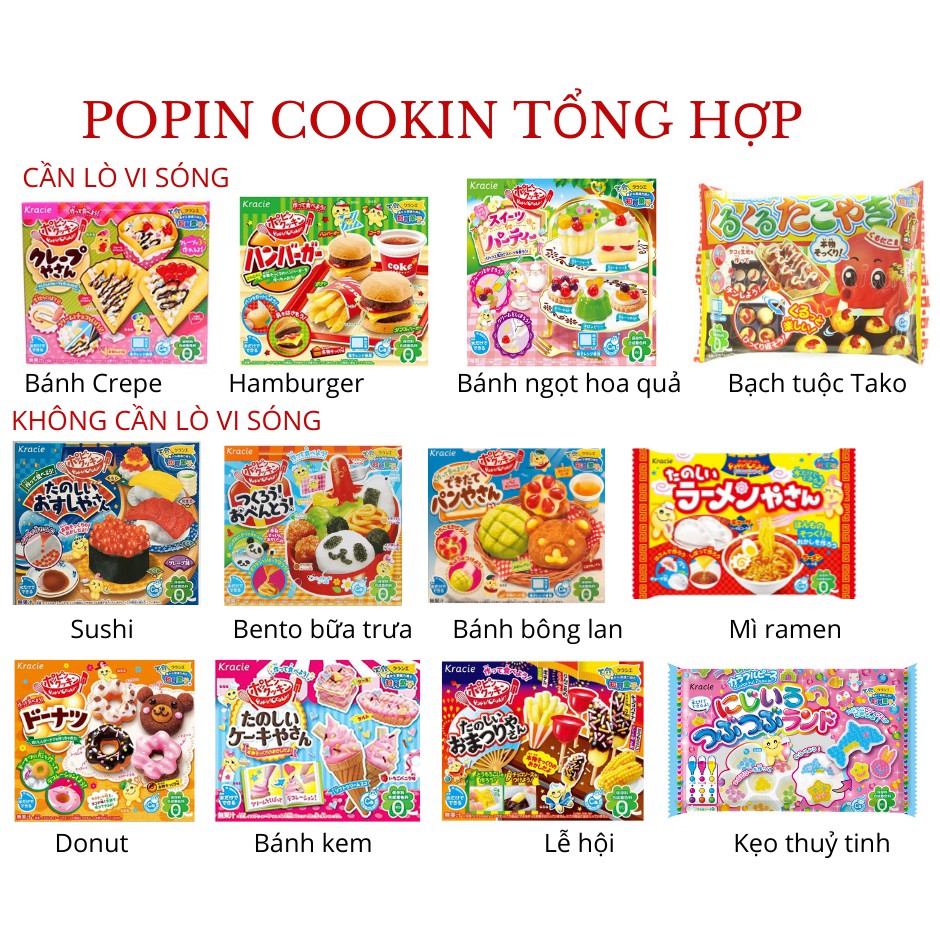 Popin Cookin Đồ chơi nấu ăn Nhật Bản - Kem ốc quế mini, làm kẹo soda, nho, kẹo dẻo, kem viên, thạch, tô màu, kẹo nổ